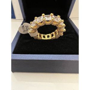 Italo Women Ring Jewelry Gold Sterling Silver + Crystal Cocktail Ring Size 8